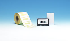 Cassette &aelig;sker, labels og kort
