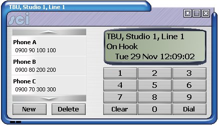 Sonifex SCI Dial pad and Phone Book