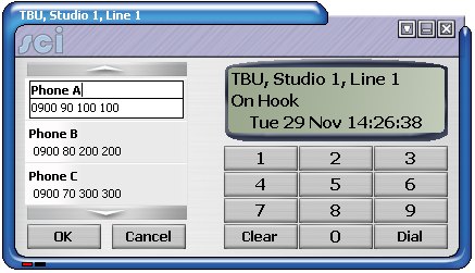 Sonifex SCI Editing phone book entry