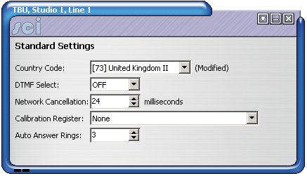 Sonifex SCI DHY03 standard settings
