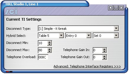 Sonifex SCI DHY03 TI settings