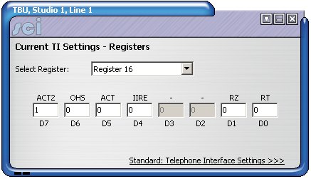 Sonifex SCI DHY03 TI registers